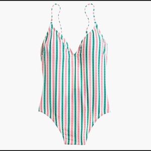 J. Crew one-piece in suckered contrast stripe